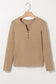 Black Long Sleeve Buttons V Neck Slim Fit Top