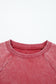 Racing Red Mineral Wash Raglan Sleeve Raw Hem Crop Sweatshirt
