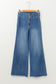 Sail Blue High Waist Button Fly Seamed Raw Hem Flare Jeans