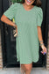 Parchment Corded Knit Crew Neck Puff Sleeve Shift Mini Dress