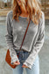 Gray Textured Round Neck Long Sleeve Top
