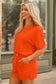 Apricot Textured V Neck T Shirt and Shorts Set