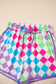 Black Checkered Drawstring Elastic Waist Casual Shorts