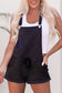 Gray Vintage Washed Drawstring Short Overalls