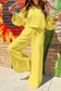 Yellow Cream Drop Shoulder Puff Sleeve Crop Pullover Drawstring Wide Leg Pants Set