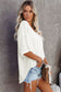 White Waffle Knit Drop Shoulder Loose Top