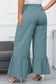 Sky Blue Plus Size High Waist Ruffle Patchwork Wide Leg Pants