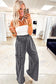Medium Grey Mineral Wash Lace-up High Waist Raw Hem Patched Pocket Pants