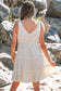 Oatmeal Solid Color Tied Straps Ruffle Tiered Mini Dress