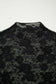 Black Sheer Floral Lace Mesh Mock Neck Long Sleeve Top