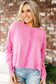 Rose Exposed Seamed High Low Raw Edge Sweatshirt