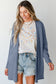 Ashleigh Blue Solid Color Rib Knit Open Front Tunic Cardigan