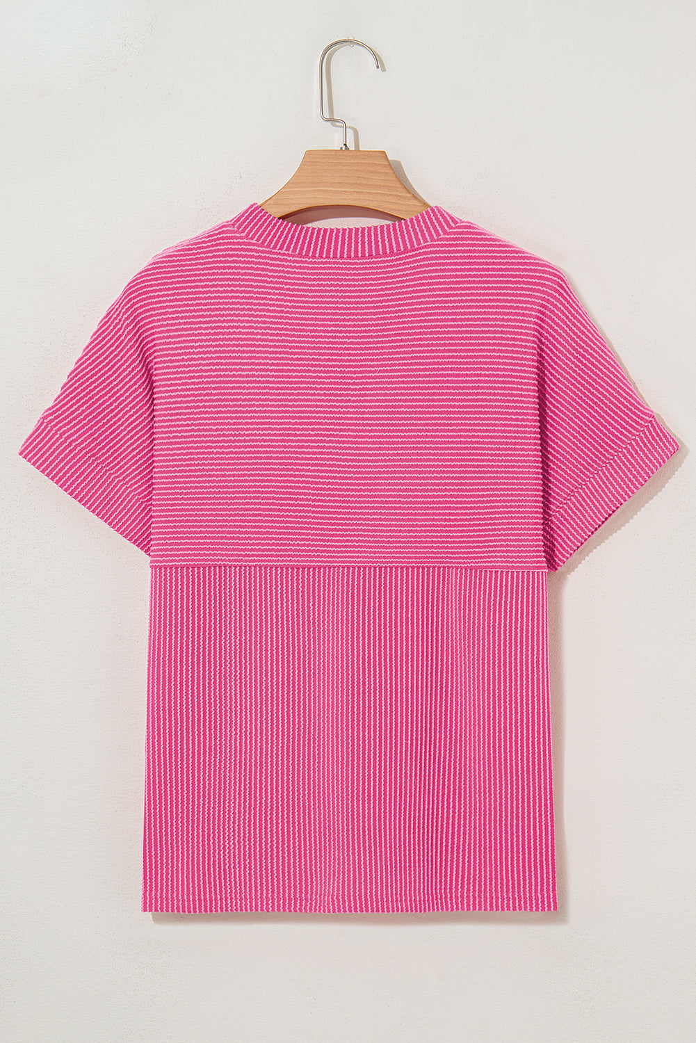 Myosotis Plain Corded Knit Mock Neck T Shirt
