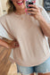 Parchment Twist Rib Colorblock Hi Low Plus Size Short Sleeve Top