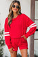 Orange Varsity Striped Sleeve Drop Shoulder Sweatshirt and Short Set
