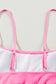 Green Striped Patchwork Spaghetti Strap High Waist Bikini Swimsuit