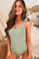 Laurel Green Knotted One Shoulder One-piece Swimsuit