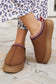 Chestnut Suede Contrast Print Round Toe Plush Lined Flats