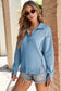 Moss Green Buttoned Collared Raw Detail High Low Baggy Sweatshirt with Slits