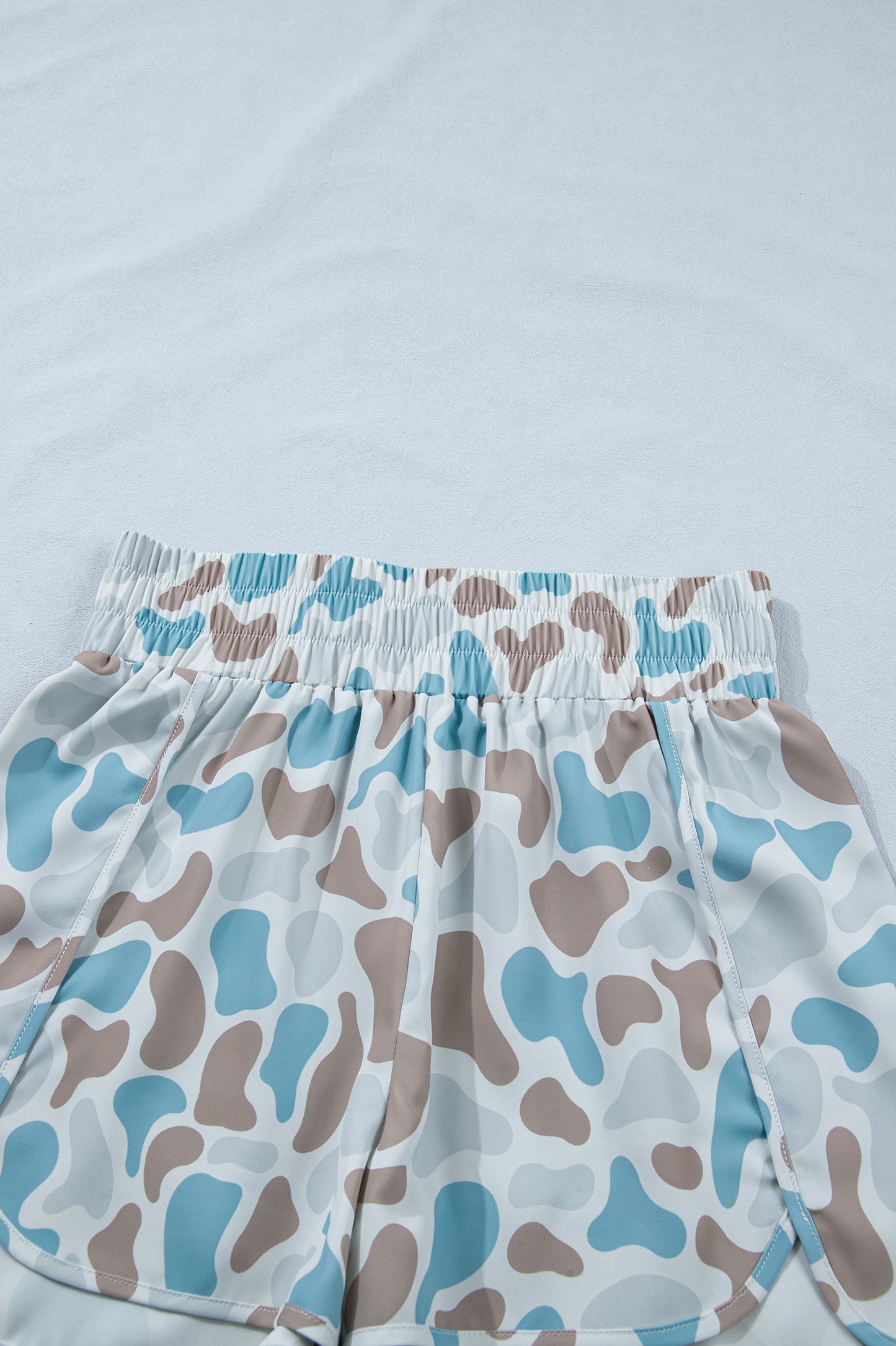 Multicolour Camouflage Print Shirred High Waist Athleisure Shorts