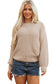 Parchment Mixed Texture Patchwork Knitted Puff Sleeve Sweater