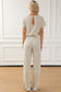 Black Ribbed Keyhole Short Sleeve Wide Leg Jumpsuit