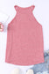 Pink Solid Color Crew Neck Tank Top