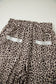 Khaki Animal Print Wide Leg Terry Knit Pants
