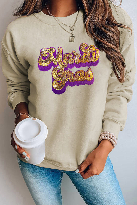 Mardi Gras Sequin Embroidered Sweatshirt