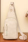 Beige Vintage PU Leather Zipped Crossbody Bag