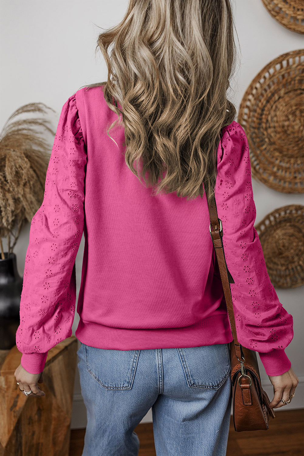 Black Textured Patchwork Round Neck Sweatshirt