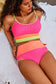 Burgundy Color Block High Waisted Sexy Bikini Set