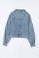 Sky Blue Rivet Studded Pocketed Denim Jacket