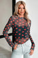 Black Valentines Heart Printed Sheer Mesh Long Sleeve Top