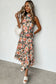 Boho Floral Print Knotted Halter Ruffled Maxi Dress