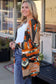 Orange Western Tribal Aztec Print Cardigan