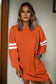 Tillandsia Purple Varsity Contrast Banded Sleeve Shift Sweatshirt Dress
