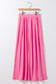 Strawberry Pink Slim Fit Crop Top and Pleated Wide Leg Pants Set