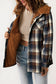 Black Plaid Pattern Sherpa Lined Hooded Shacket
