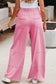 Black Mineral Wash Exposed Seam Drawstring High Waist Wide Leg Cargo Pants
