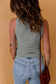 Solid Gray Round Neck Ribbed Tank Top