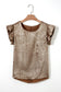 Gold Metallic Round Neck Ruffle Trim Sleeveless Top