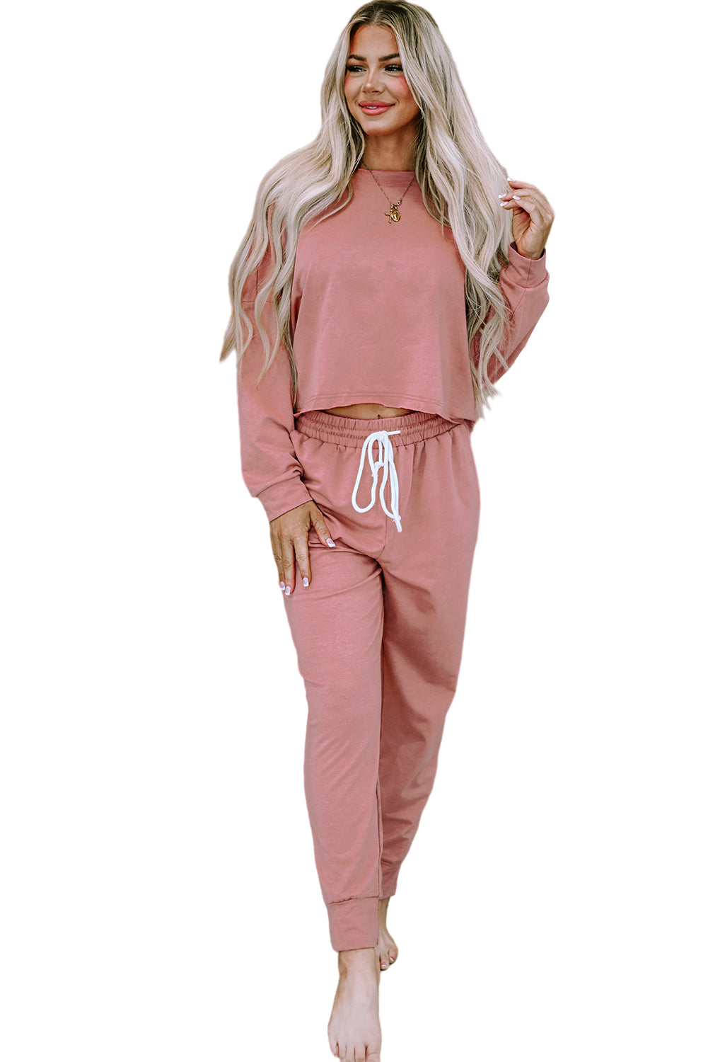 Pink Sport Boxy Fit Pullover & Pants Outfit