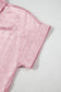 Rose Red Metallic Sheen Short Sleeve Buttoned Front Casual Shirt
