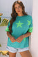 Aruba Blue Frayed Denim Star Patched Oversize T Shirt