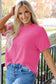 Myosotis Plain Corded Knit Mock Neck T Shirt