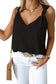 Black V Neck Knotted Shoulder Tank