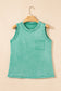 Sea Green Mineral Wash Patched Chest Pocket Casual Tank Top