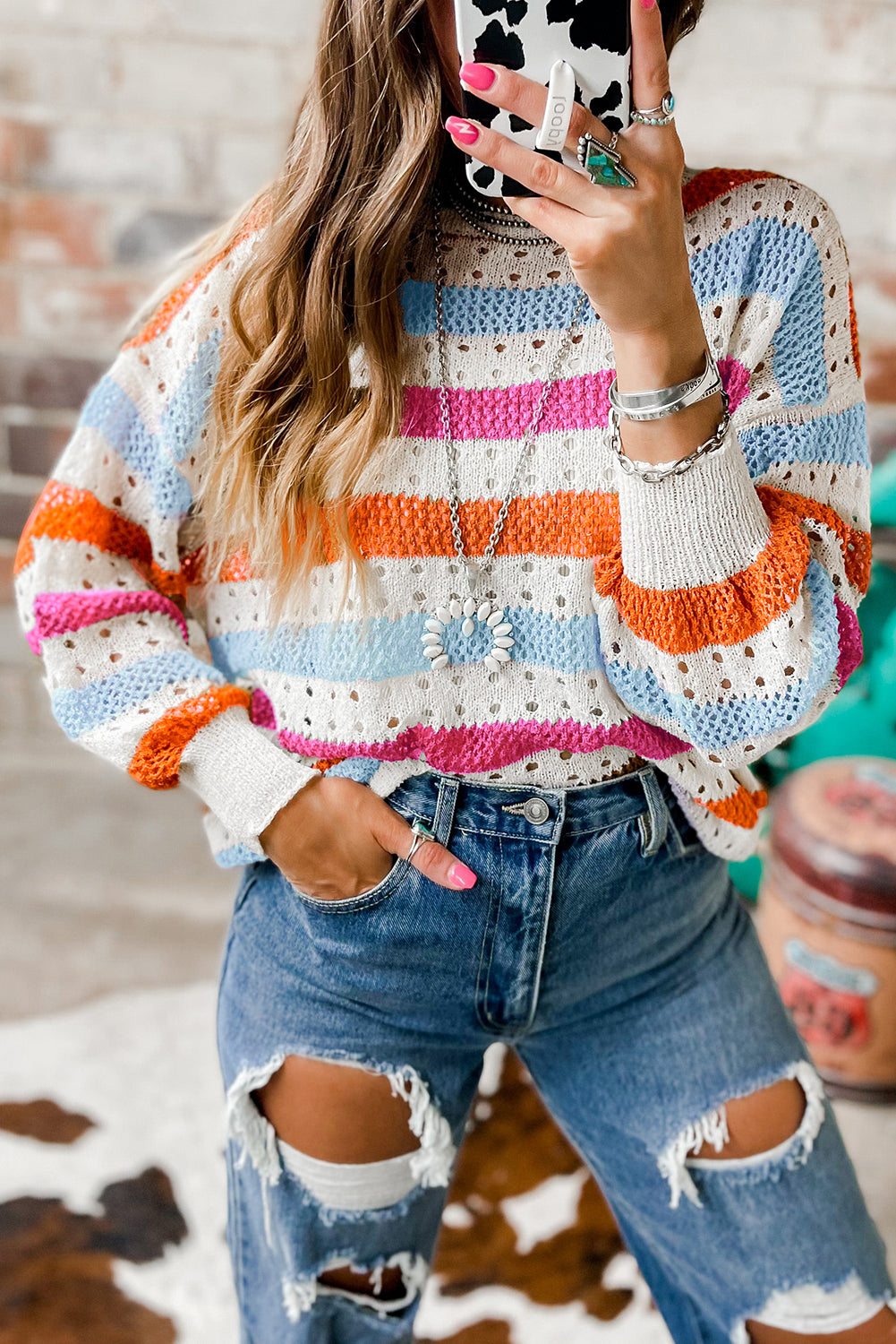 Striped Knitted Loose Sweater