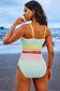 Rose Red Color Block High Waisted Sexy Bikini Set